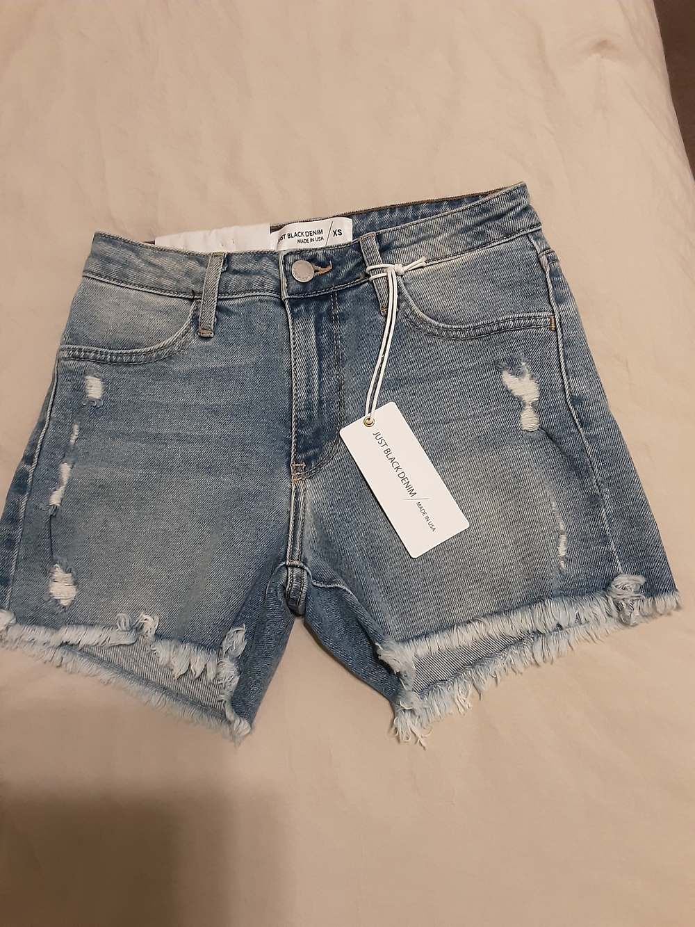 NWT JUST BLACK Denim Distressed Light Blue Denim Shorts